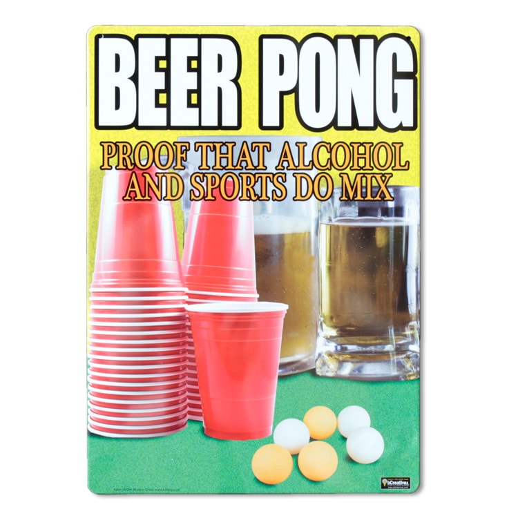 看板 ファンサイン BEER PONG 縦29.5×横21cm ブリキ製 おもしろ看板 店舗 ディスプレイ アメリカ雑貨