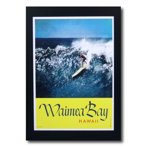 ハワイアンポスター サーフィンシリーズ N-3 「Waimea Bay」 サイズ：30×21.5cm アメリカ雑貨 アメリカン雑貨