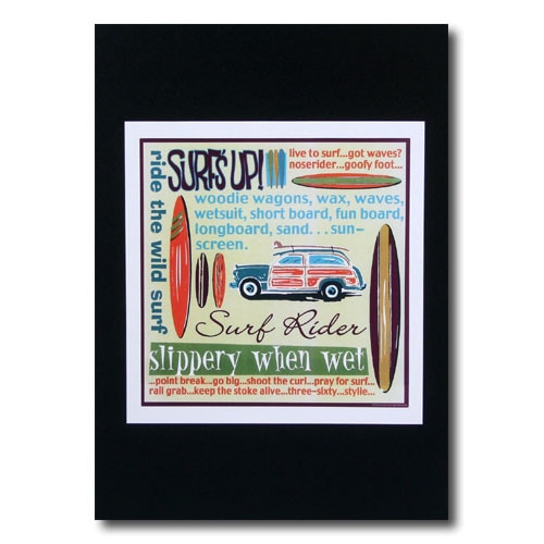 ハワイアンポスター サーフィンシリーズ N-40 「SURF'S UP!」 サイズ：22×21.5cm アメリカ雑貨 アメリカン雑貨