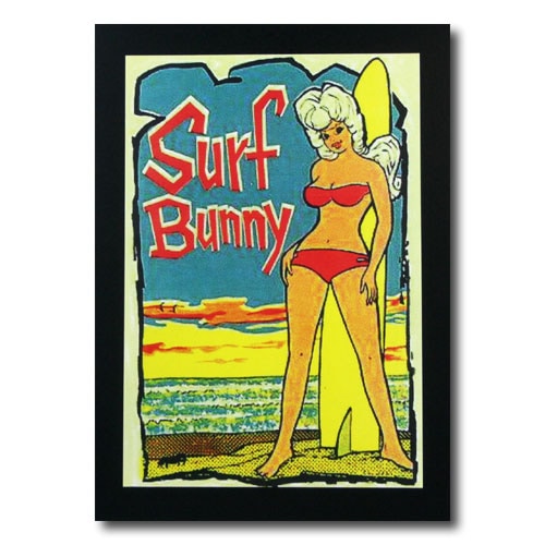ハワイアンポスター サーフィンシリーズ N-77 「Surf Bunny」 サイズ：31×21.5cm アメリカ雑貨 アメリカン雑貨