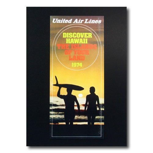 ハワイアンポスター サーフィンシリーズ N-85 「ユナイテッド航空 DISCOVER HAWAII 1974」 サイズ：31×14cm アメリカ雑貨 アメリカン雑貨