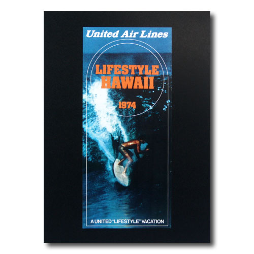 ハワイアンポスター サーフィンシリーズ N-86 「ユナイテッド航空 LIFESTYLE HAWAII 1974」 サイズ：31×14cm アメリカ雑貨 アメリカン雑貨
