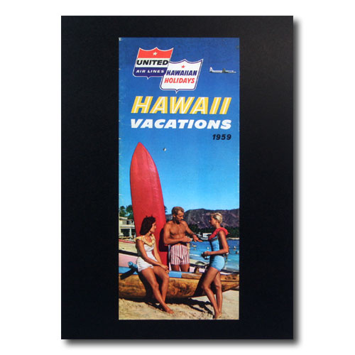 ハワイアンポスター サーフィンシリーズ N-87 「ユナイテッド航空 HAWAII VACATIONS 1959」 サイズ：31×13.5cm アメリカ雑貨 アメリカン雑貨