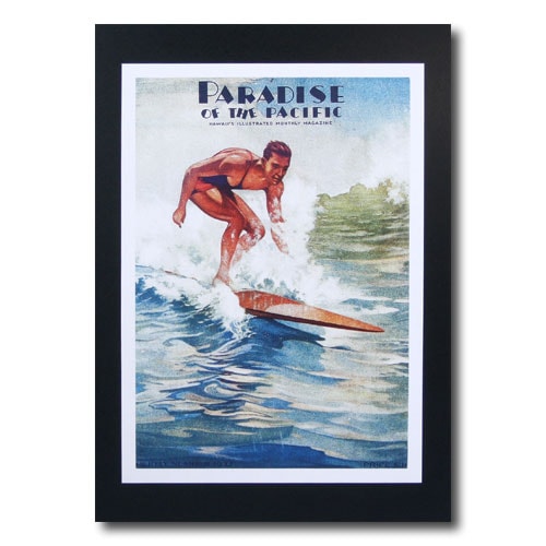 ハワイアンポスター サーフィンシリーズ N-100 「Paradise of the Pacific」 サイズ：30×21.5cm アメリカ雑貨 アメリカン雑貨