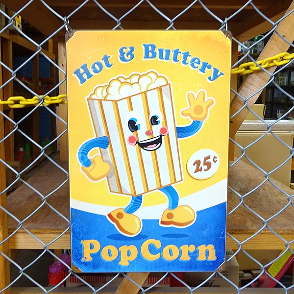 ヘビーオンス スチールサイン Pop Corn Hot & Buttery ポップコーン （PTS-056 ） アメリカ雑貨 アメリカン雑貨