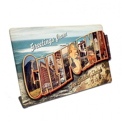 アメリカンスティールサイン「California Landmarks Topper」 PTST-100 カリフォルニア 卓上 自立式 メタルサイン 看板 西海岸インテリア アメリカ雑貨 アメリカン雑貨