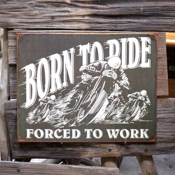 メタルサイン 「Born To Ride」 #1885 ブリキ看板 ガレージ アメリカ