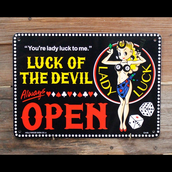 プラスチックメッセージサインボード「Lady Luck」 （幸運の女神 ） CA-65 看板 OPENサイン アメリカ雑貨 アメリカン雑貨
