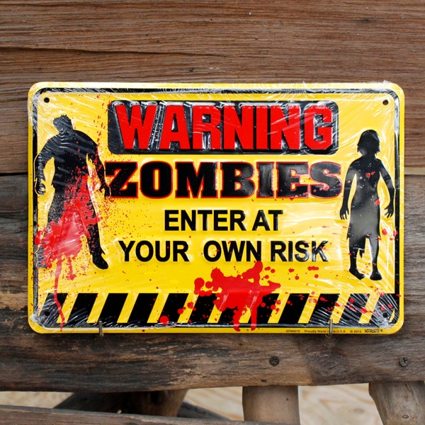 ティンサインプレート 「Warning Zombies」 #SPSZP5 ガレージング 看板 アメリカ雑貨 アメリカン雑貨