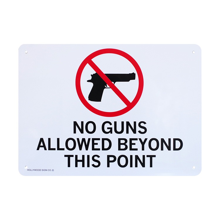 プラスチックメッセージサインボード NO GUNS CA-70 銃規制区域 アメリカ雑貨 看板 店舗装飾