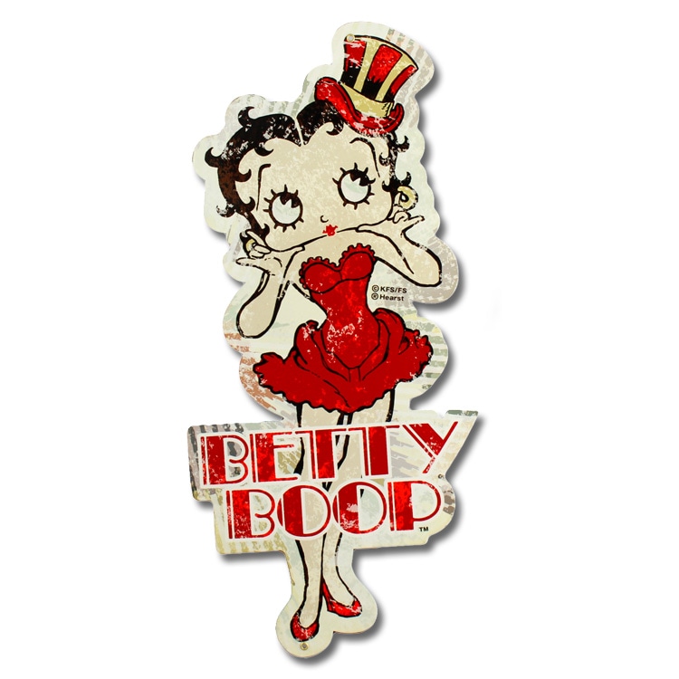 Betty Boop ベティブープ スティールサイン Betty Red Dress H48.5×W22.4cm UVカットコーティング インテリア キャラクターグッズ 看板 アメリカ雑貨