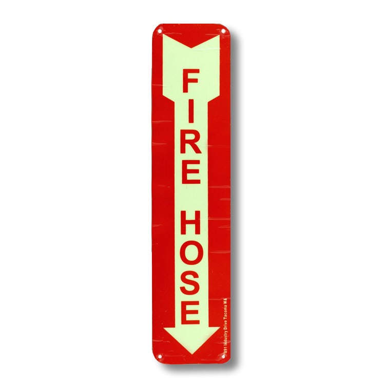 セキュリティサイン 「FIRE HOSE」消火ホース 縦23×横5.3cm 蓄光タイプ インテリア アメリカ雑貨