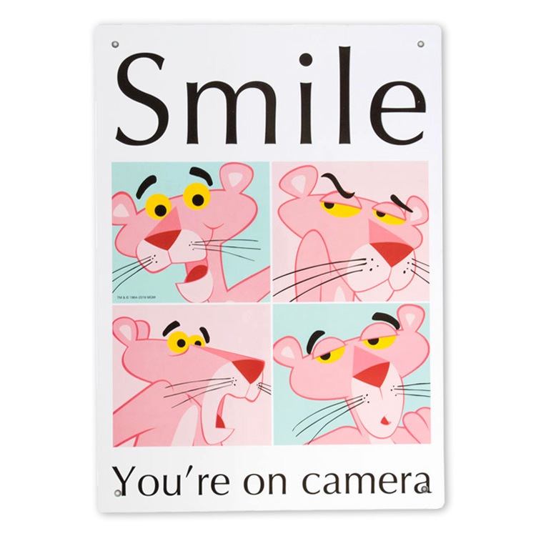 看板 プラスチック メッセージサインボード ピンクパンサー PP SMILE 縦33.5×横25.5cm アメリカ雑貨