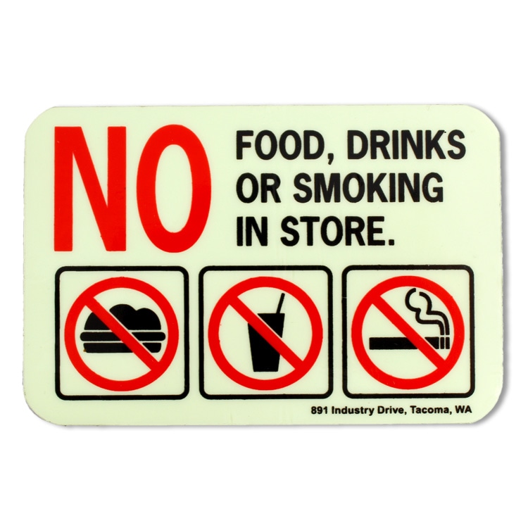 【メール便発送】ステッカー 「NO FOOD SQUARE」飲食禁止・禁煙 スクエア 縦7.3×横11cm 蓄光タイプ 看板 シール 店舗 アメリカン雑貨