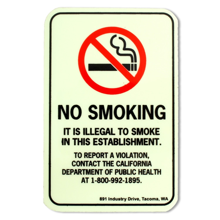 【メール便発送】ステッカー 「NO SMOKING」敷地内禁煙 スクエア 縦11×横7.3cm 蓄光タイプ 看板 シール 店舗 アメリカン雑貨