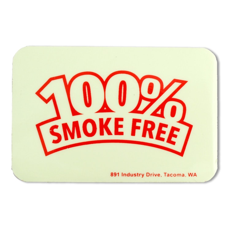 【メール便発送】ステッカー グローサイン「100％ SMOKE FREE」100％禁煙 スクエア 縦5.8×横8.8cm 蓄光タイプ 看板 シール 店舗 アメリカン雑貨