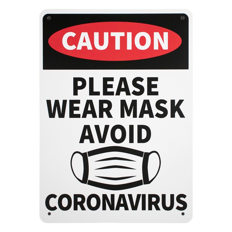 看板 プラスチック メッセージサインボード CAUTION PLEASE WEAR MASK （マスク着用してください） 店舗 アメリカン雑貨