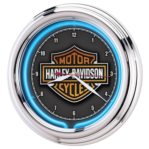 HARLEY-DAVIDSON ハーレーダビッドソン Essential Bar & Shield ネオンクロック HDL-16675 壁掛け時計 ネオン管 インテリア ヴィンテージ アメリカ雑貨 アメリカン雑貨