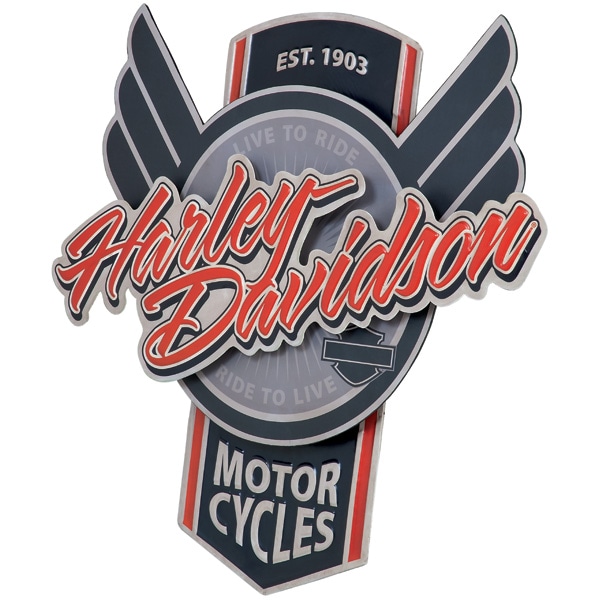ハーレーダビッドソン モーターサイクルメタルパブサイン HDL-15515 HARLEY-DAVIDSON 看板 アメリカ雑貨 アメリカン雑貨各パーツが段違いになっていて立体的デザイン。