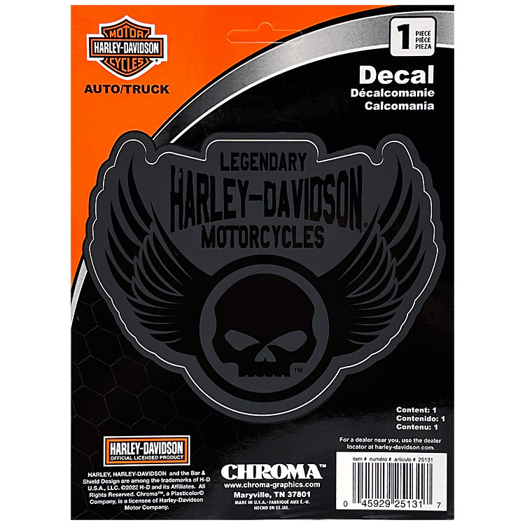 【メール便発送】ステッカー ハーレーダビッドソン デカール SKULL WITH WINGS CG25131 Harley-Davidson シール デカール カスタマイズ アメリカン雑貨