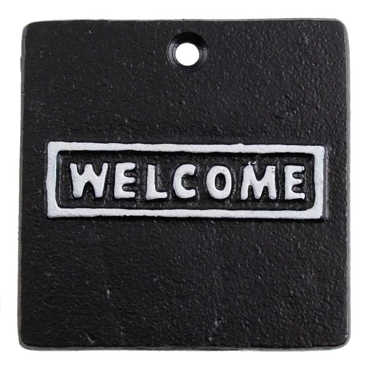 【メール便発送】看板 アイアンプレート WELCOME SLW088 高さ7×幅7×奥行0.5cm 130g 鉄製 ウェルカム おしゃれ 案内 プレート 店舗 木ネジ付属アンティークな雰囲気たっぷりの鉄製プレート。