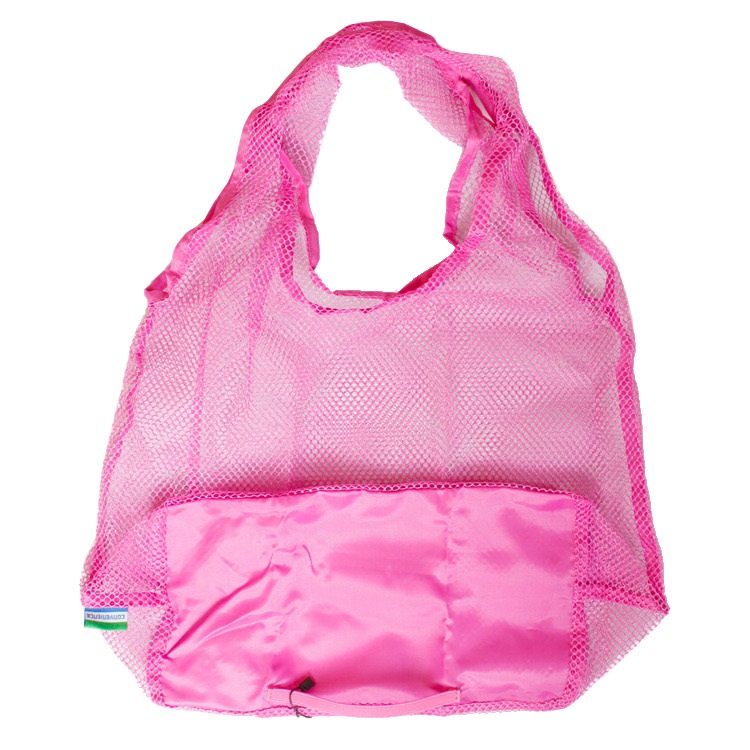 メッシュエコバッグ ピンク コンパクト おしゃれ トート バッグ マチ付き 男女兼用 インストゥルメンタル