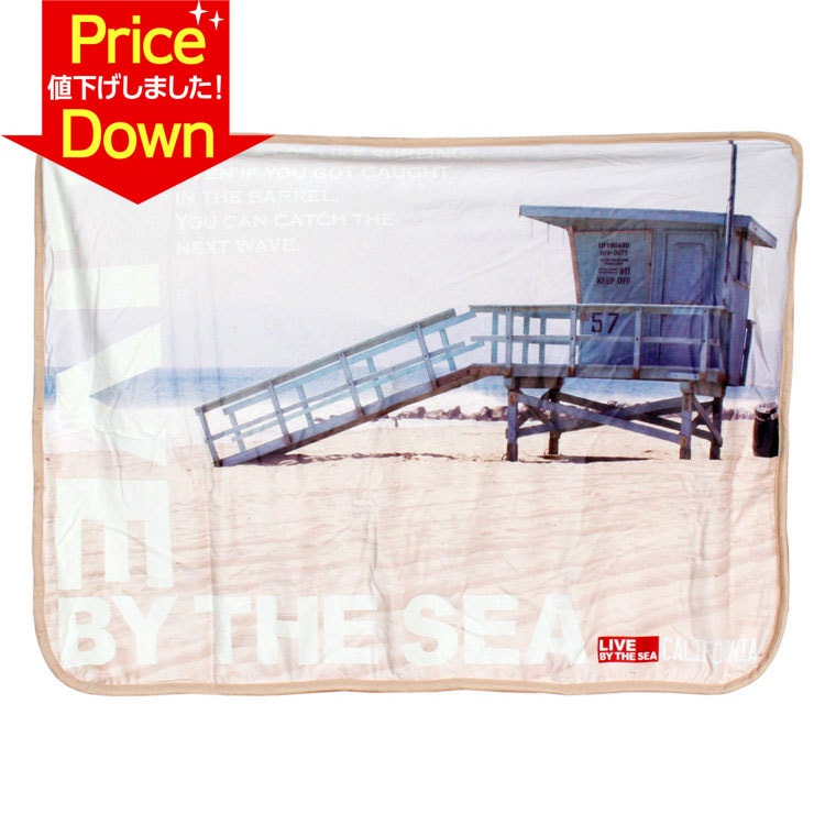 【SALE！】ひざ掛け Live By The Sea CALIFORNIA クォーター ブランケット「Lifeguard ライフガード 」縦75×横105cm ポリエステル製 ビーチ カリフォルニア アメリカン雑貨