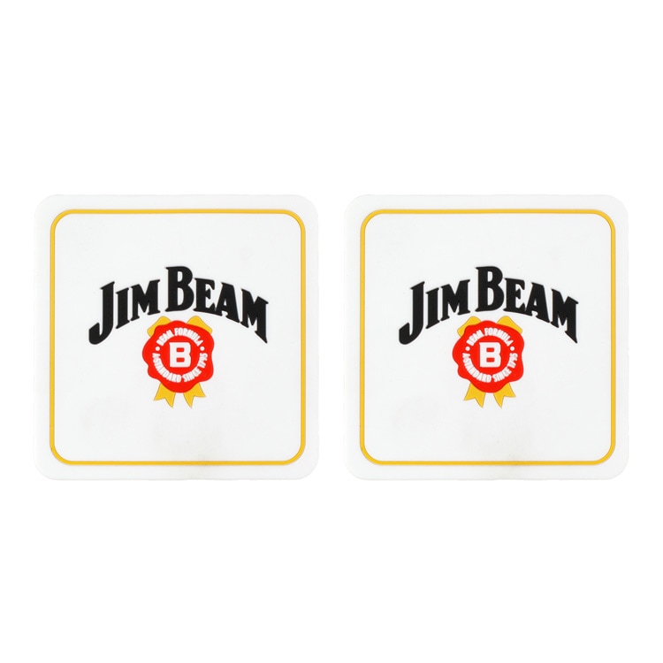 【メール便発送】ラバー製 コースター 2枚セット 「JIM BEAM ジンビーム」ホワイト 縦9.4×横9.4×厚み0.3cm バーグッズ アメリカ雑貨 アメリカン雑貨