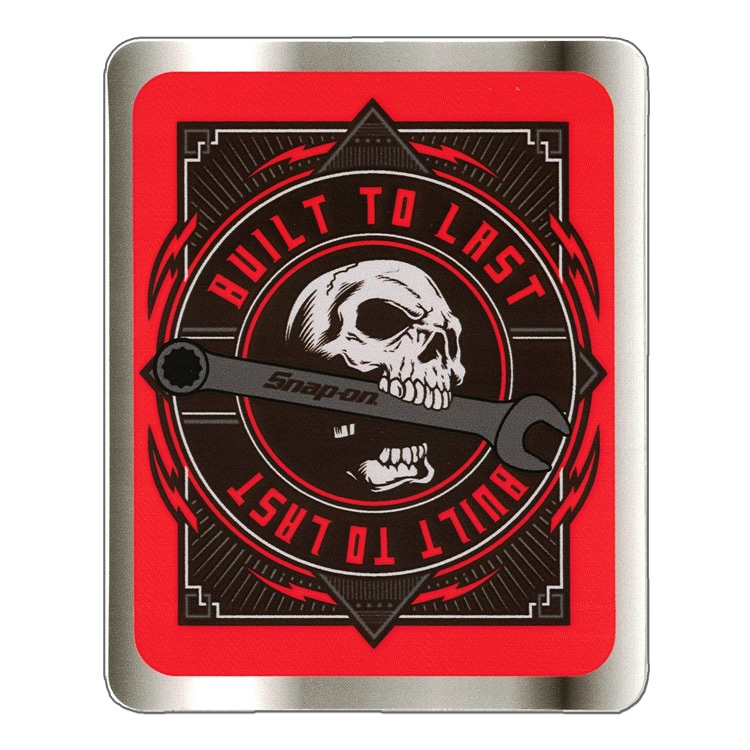 【メール便発送】Snap-on スナップオン デカール スクエア BUILT TO LAST スカル噛みつき レッド 縦12.7×横10.2cm ステッカー シール 車 ガレージ アメリカン雑貨アメリカを代表する工具メーカーのオフィシャルデカール。