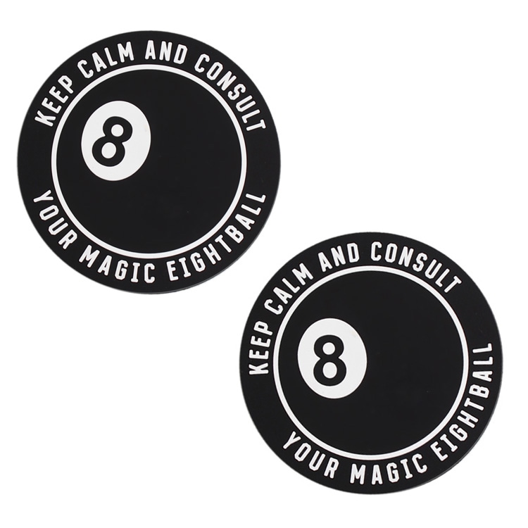 【メール便発送】ラバー製 コースター 2枚セット「8 Ball エイトボール」ラウンドカット 直径9cm バーグッズ アメリカ雑貨 アメリカン雑貨