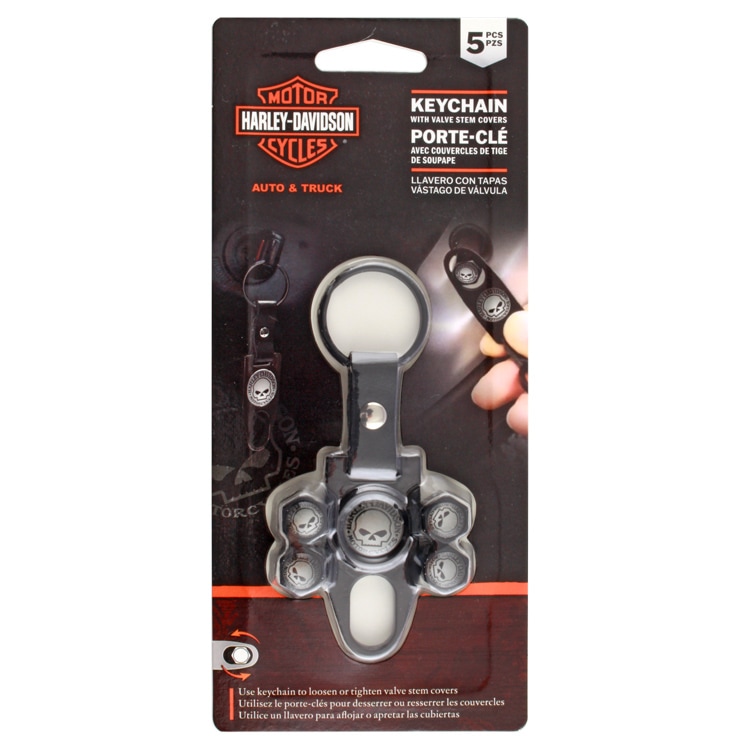 【メール便発送】キーホルダー HARLEY-DAVIDSON ハーレーダビッドソン バルブ ステム カバー＆キーチェーン SKULL #4530 縦10.5cm オフィシャルグッズ アメリカン雑貨