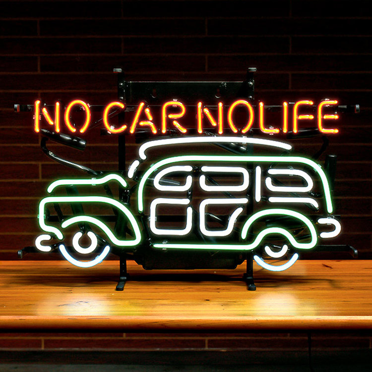 ネオンサイン / NO CAR NO LIFE ノーカーノーライフ 高さ33.5×幅51.5×奥行13cm（デザインサイズ：高さ26×幅46cm）インテリア ネオン管 電飾 店舗装飾 ガレージ アメリカ雑貨 アメリカン雑貨