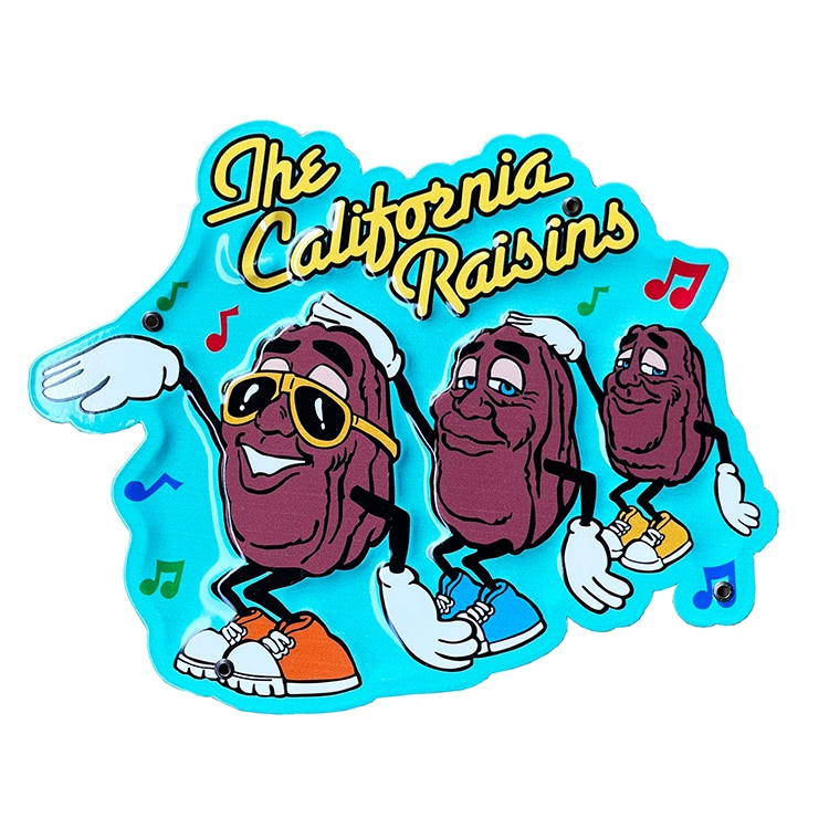 【メール便発送】看板 ミニエンボスメタルサイン RASIN DANCE W234×H197mm スチール製 サインプレート 立体 キャラクター アメリカン雑貨 アメリカ雑貨飾るだけで壁面がオシャレになるミニサイズのスチールサイン。