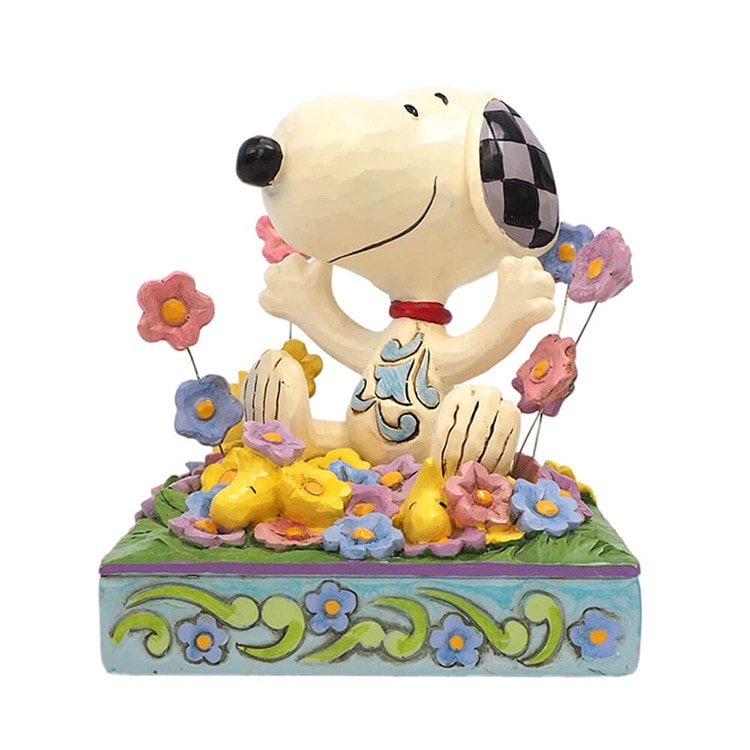 SNOOPY スヌーピー＆ウッドストック イン フラワーズ  フィギュア 12cm スヌーピー enesco Peanuts JIM SHORE【メーカー直送】【同梱不可】【あす楽あすつく翌日配送不可】【代引き不可】