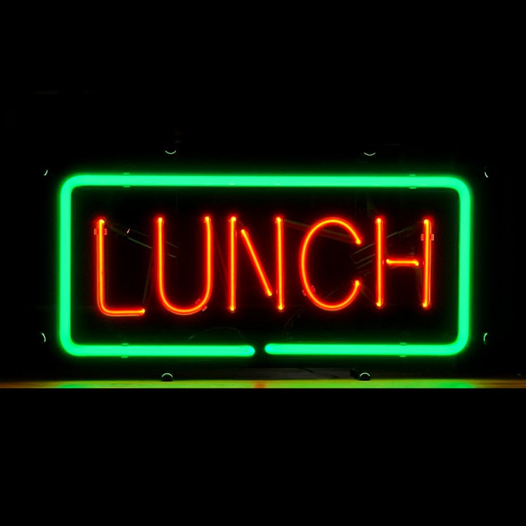 ネオンサイン LUNCH ランチ 高さ23.5×幅45.5×奥行き12.5cm ネオン管