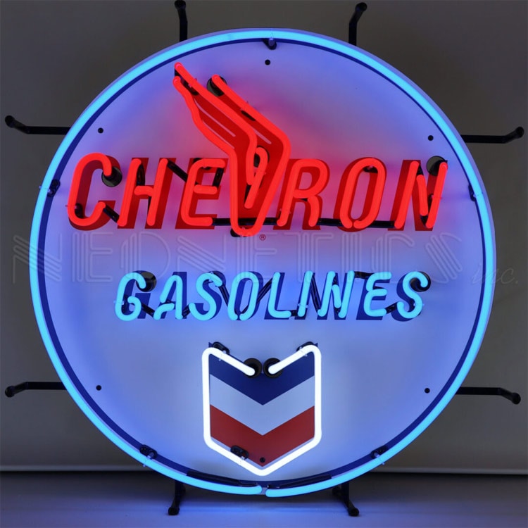 看板 ネオンサイン / CHEVRON GASOLINE シェブロンガソリン（ラウンド