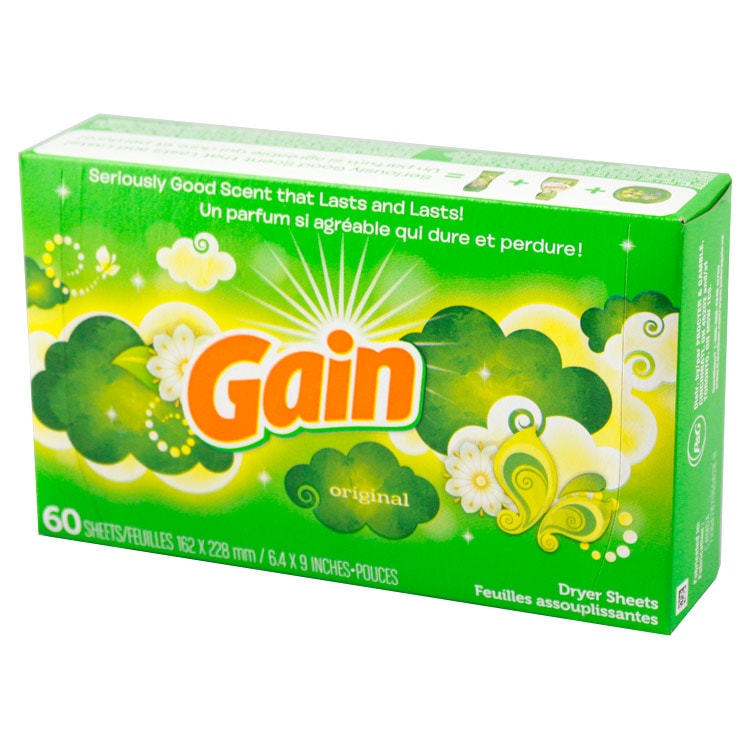 シート柔軟剤 ゲイン オリジナルの香り 60枚 GAIN 乾燥機用 柔軟シート 日用品 アメリカ雑貨 アメリカン雑貨 アメリカ製乾燥機用のシートタイプ柔軟剤。
