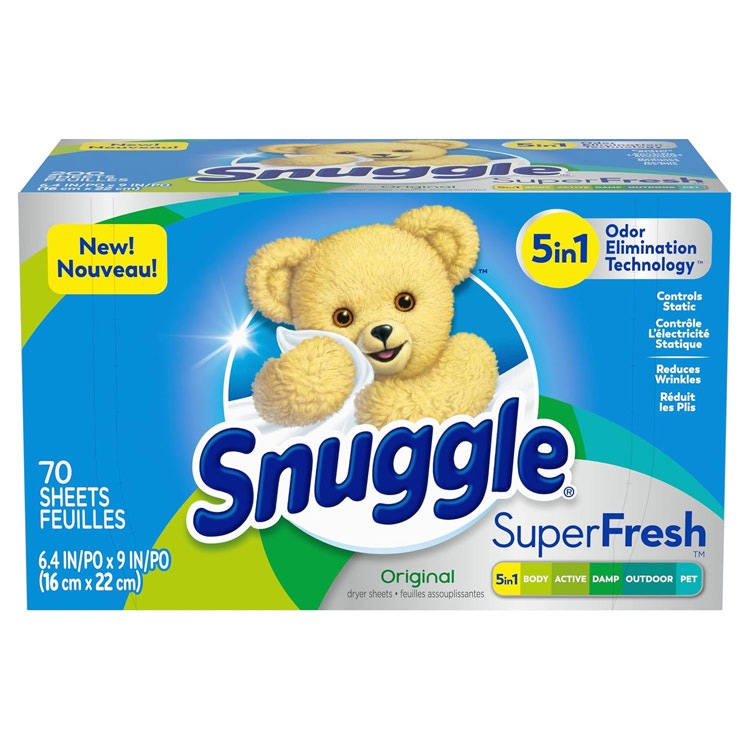 シート柔軟剤 スナッグル スーパーフレッシュ オリジナル 70枚 Snuggle 乾燥機用 柔軟シート 静電気制御 消臭テクノロジー アメリカ製たっぷり70枚。乾燥機用のシートタイプ柔軟剤。