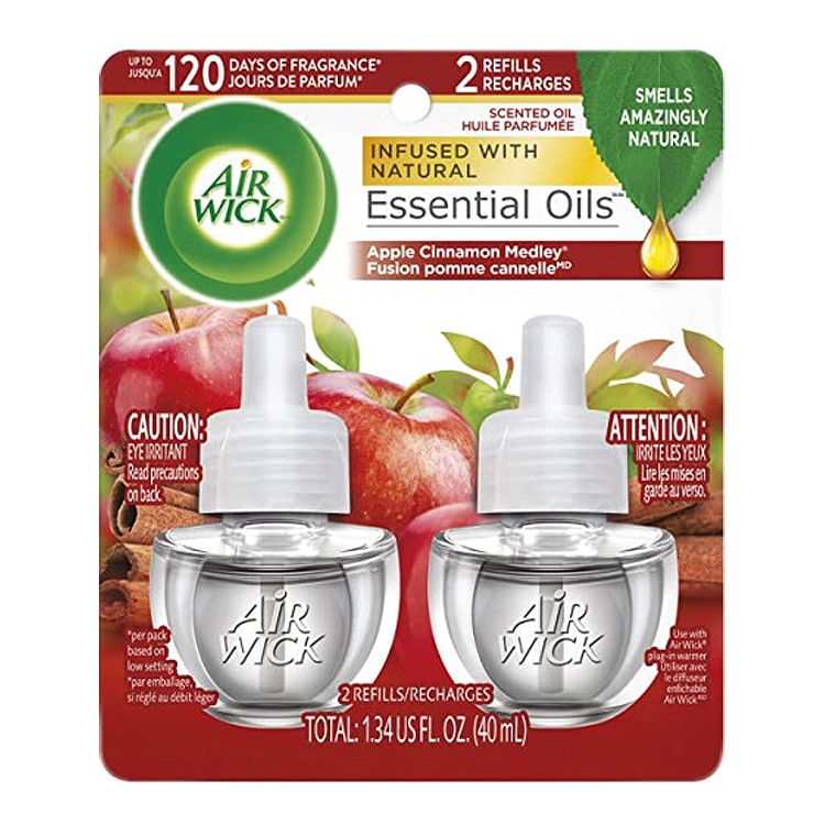 芳香剤 コンセント式 エアウィック オイル芳香剤 アップルシナモンメドレー 20ml×2Pパック（詰替えボトル） AIR WICK 日用品 アメリカ雑貨香りの広がりが素晴らしいコンセント式芳香剤！