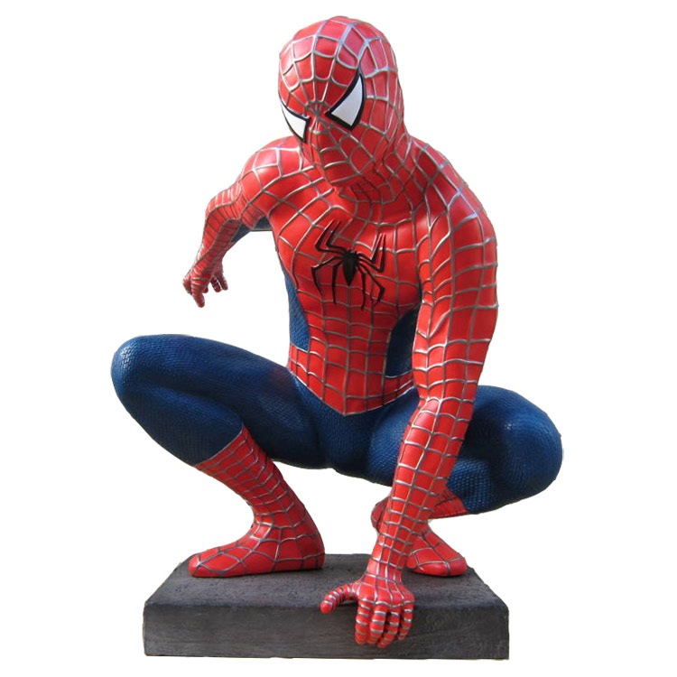 スパイダーマン フィギュア　等身大　台座付き 等身大フィギュア スパイダーマン しゃがみ・台座付き FRP製