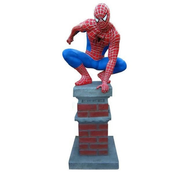 等身大フィギュア スパイダーマン しゃがみ・柱・台座付き 高さ212cm FRP製 SPIDERMAN アメキャラ アメリカ雑貨