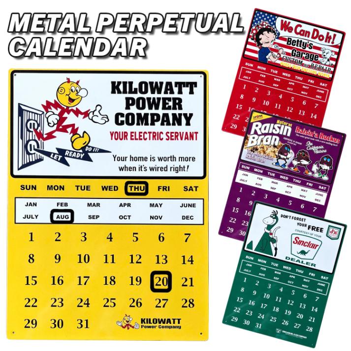 万年カレンダー メタルパーペチュアルカレンダー 幅30×高さ40cm スチール カレンダー 看板 サインプレート アメリカン雑貨 アメリカ雑貨