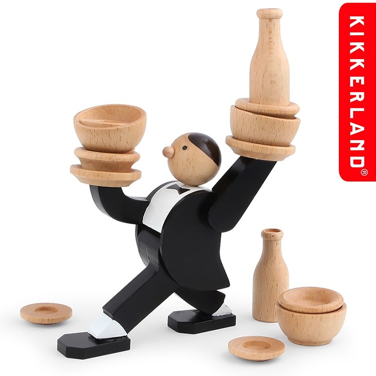 木でできたお皿やボトルを積み上げるかわいい卓上ゲーム。バランスゲーム キッカーランド ドントティップザウェイタースタッキングゲーム 木製 W11×D7×H11cm インテリア おしゃれ アメリカ雑貨 アメリカン雑貨