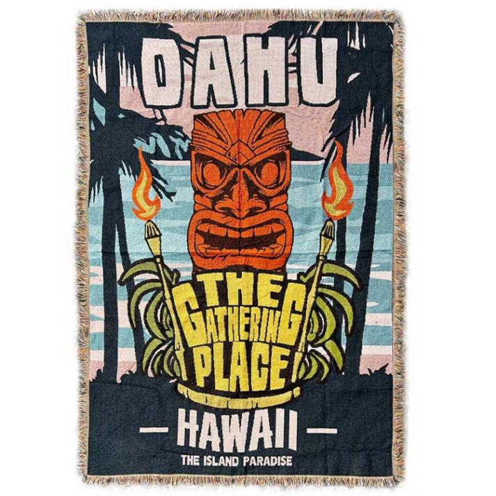 壁掛け タペストリー フリンジタペストリー TIKI 120×170cm コットン製 ティキ ウォールデコレーション ハワイアン アメリカン雑貨 アメリカ雑貨