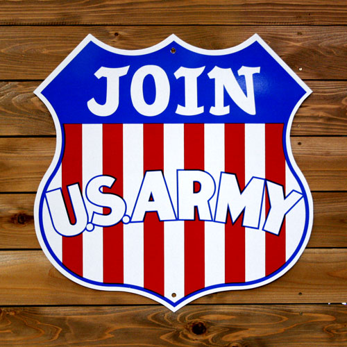 アメリカの工場直輸入の道路標識！アメリカの屋外看板 「JOIN U.S.ARMY」 （U.Sアーミーに入ろう ）縦61×横61cm アメリカ製 標識 トラフィックサイン インテリア ガレージング 店舗装飾