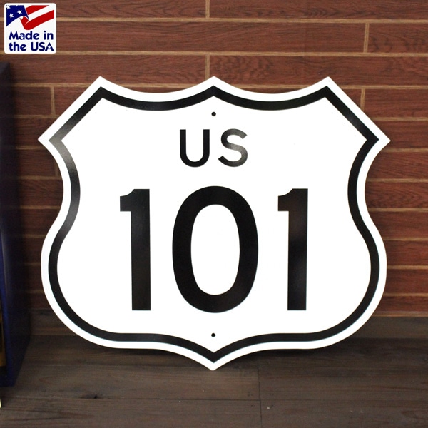 アメリカの工場直輸入の道路標識！アメリカの道路標識 「U.S.Route 101」ルート66 アメリカ製 看板 トラフィックサイン インテリア ガレージング 店舗装飾