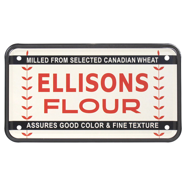 【メール便発送】バイクナンバープレート型CMプレート ELLISONS FLOUR 縦10×横18cm インテリア ミニ看板 アメリカン雑貨