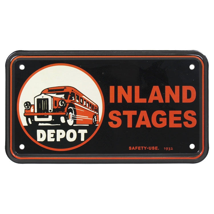 【メール便発送】バイクナンバープレート型CMプレート Inland Stages 縦10×横18cm インテリア ミニ看板 アメリカン雑貨