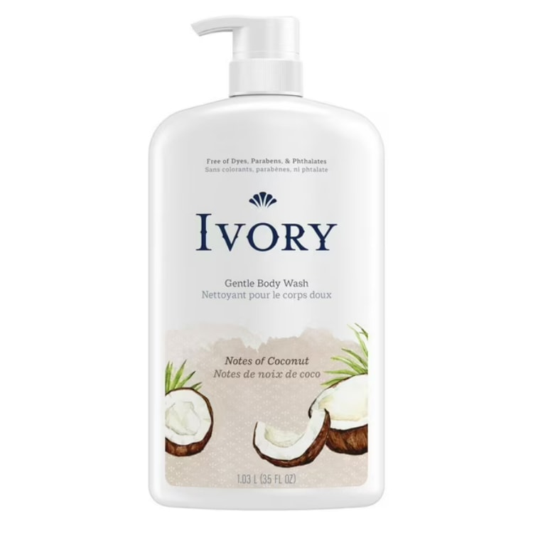 お肌に優しい使いやすいポンプ式ボディソープ。ボディソープ IVORY アイボリー シンプリー ジェントル ボディーウォッシュ ポンプタイプ 1.03L 35oz（ココナッツの香り）IVORY 低刺激 せっけん アメリカ製 P&G