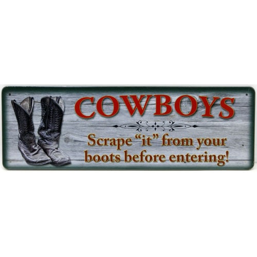 【メール便発送】ティンプレート（S) COWBOYS (Boots) 縦9×横27cm ブリキ看板 インテリア アメリカ雑貨